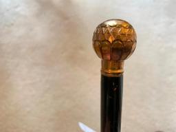 Antique Walking Stick W/Plated Knob