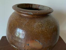 Early Glazed Stoneware Container Marked "2"