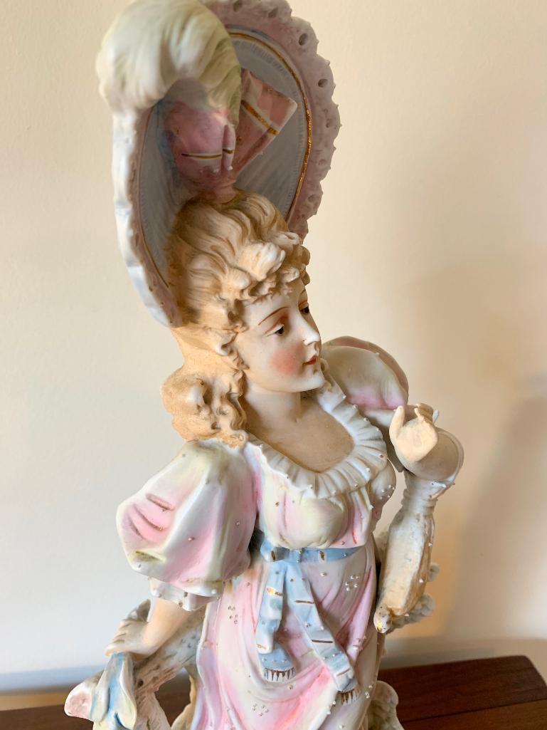 Antique Porcelain Bisque Lady In Victorian Era Clothing