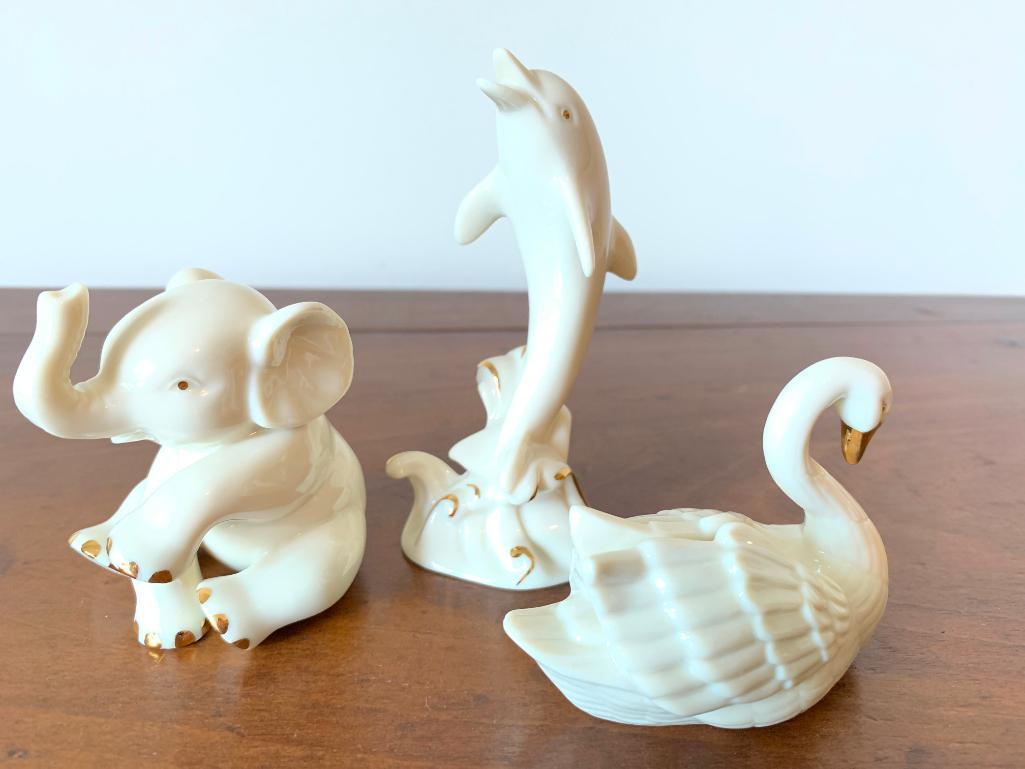 (3) Lenox Porcelain Animals