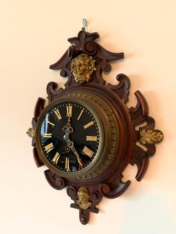 Antique German Wall Clock W/Brass Accents