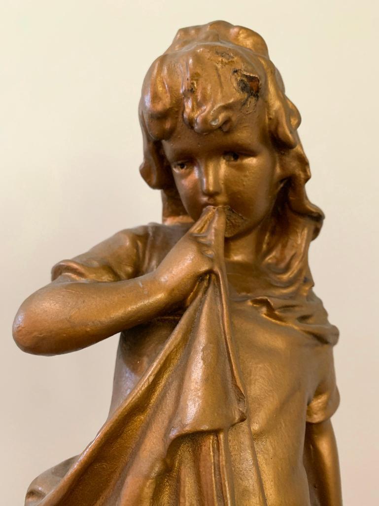 Vintage Plaster Statue Of Young Girl