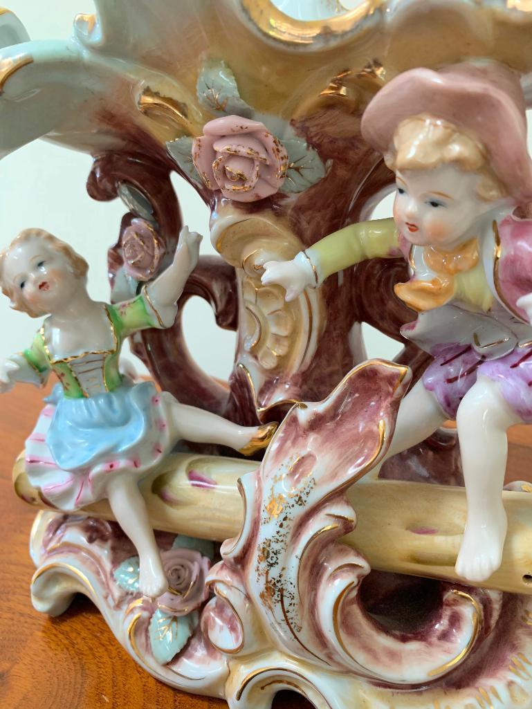 CapodiMonte Porcelain Vase W/Victorian Children