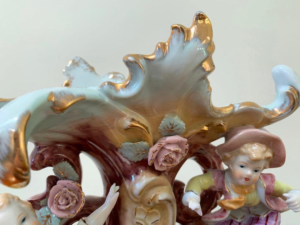 CapodiMonte Porcelain Vase W/Victorian Children