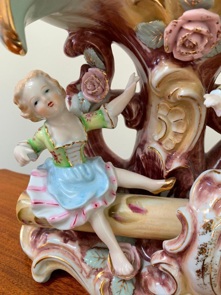 CapodiMonte Porcelain Vase W/Victorian Children