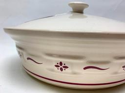 Longaberger Pottery "Woven Traditions" 2 Qt. Casserole In Red W/Lid