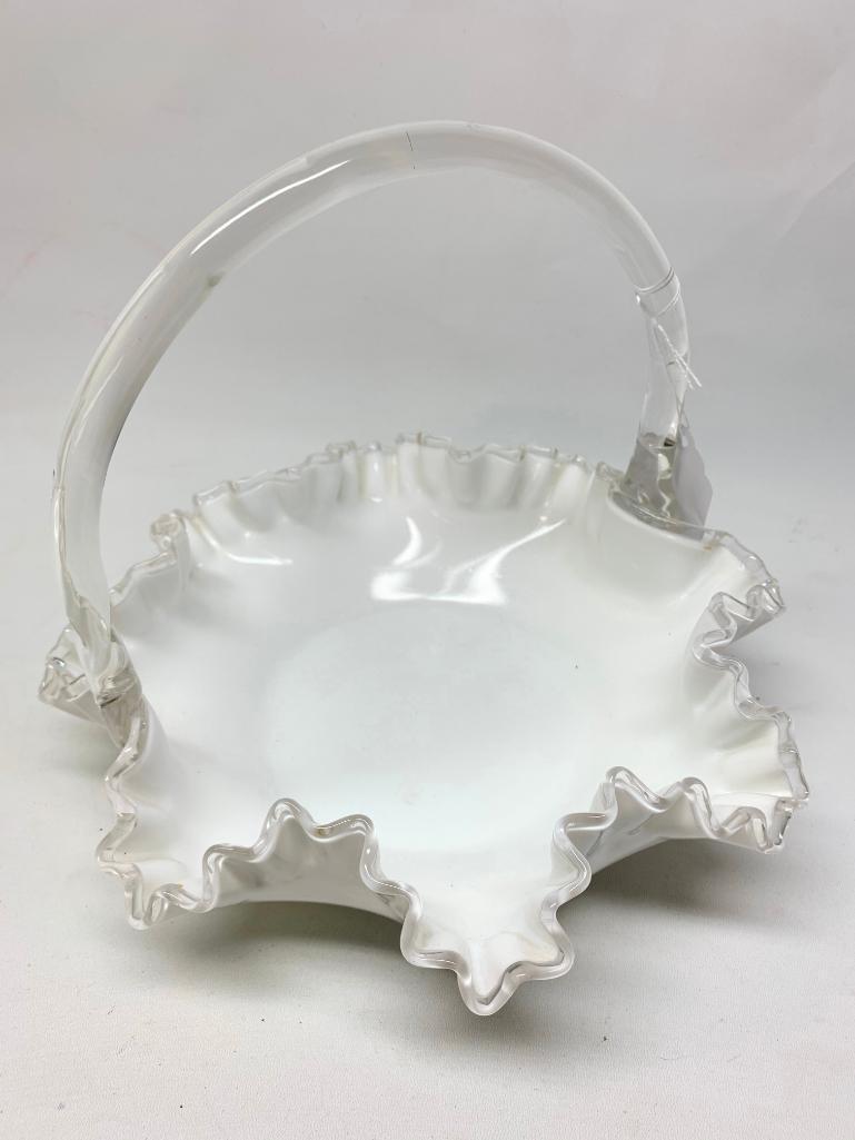 Fenton Silver Crest Handled Basket