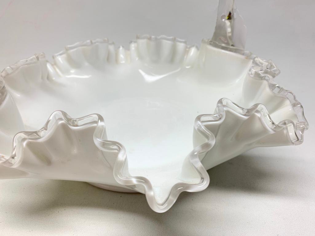 Fenton Silver Crest Handled Basket