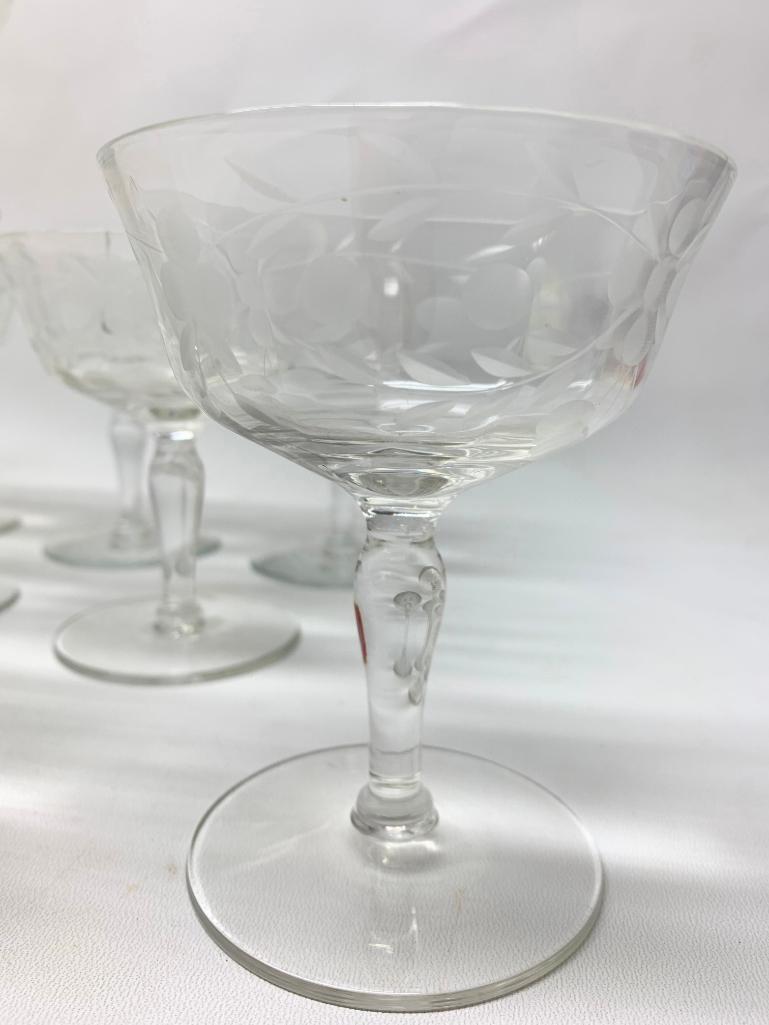 (22) Pcs. Vintage Elegant Etched Glassware