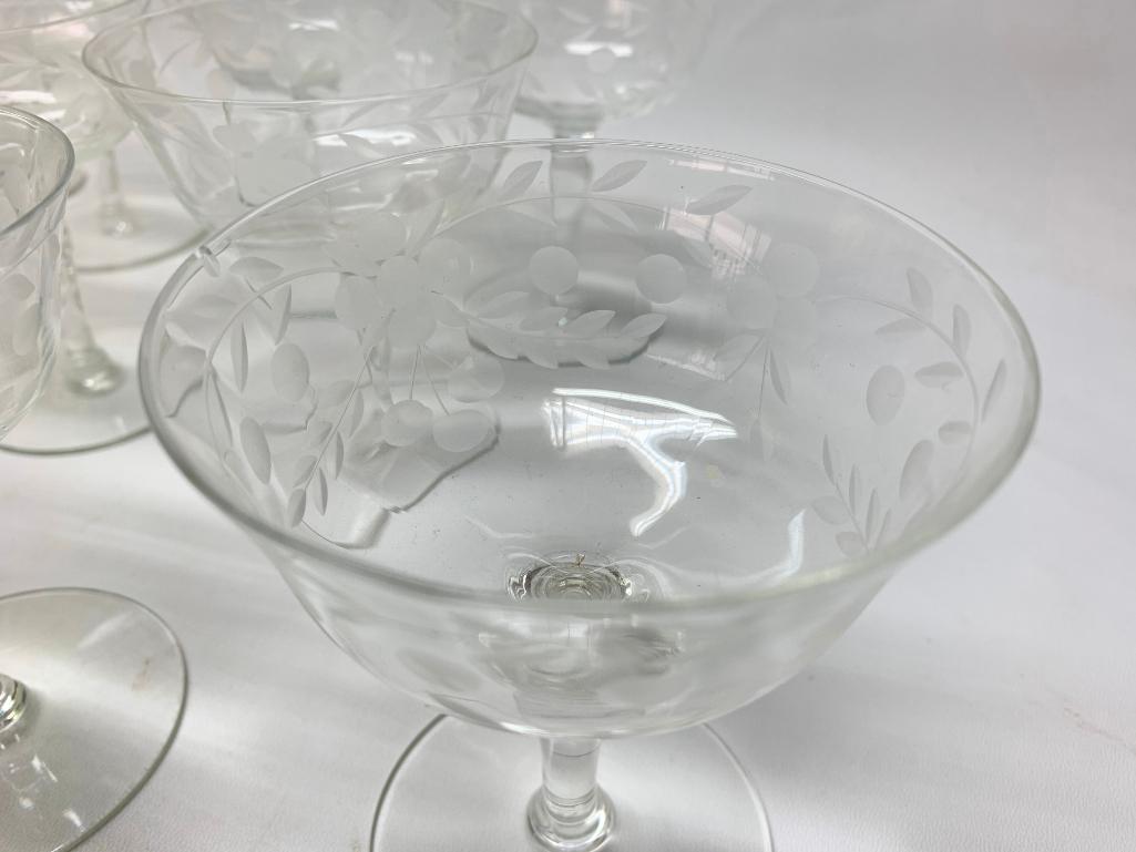 (22) Pcs. Vintage Elegant Etched Glassware