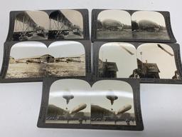 (5) WWI Stereoptican Cards W/Zeppelins & Airplanes