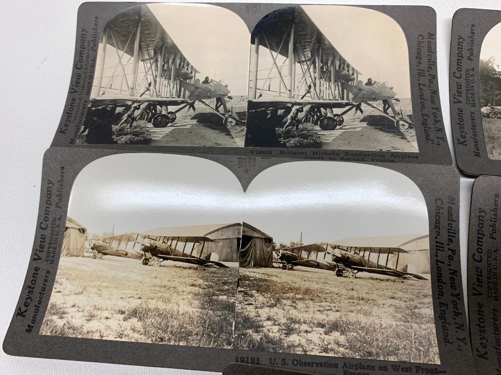 (5) WWI Stereoptican Cards W/Zeppelins & Airplanes