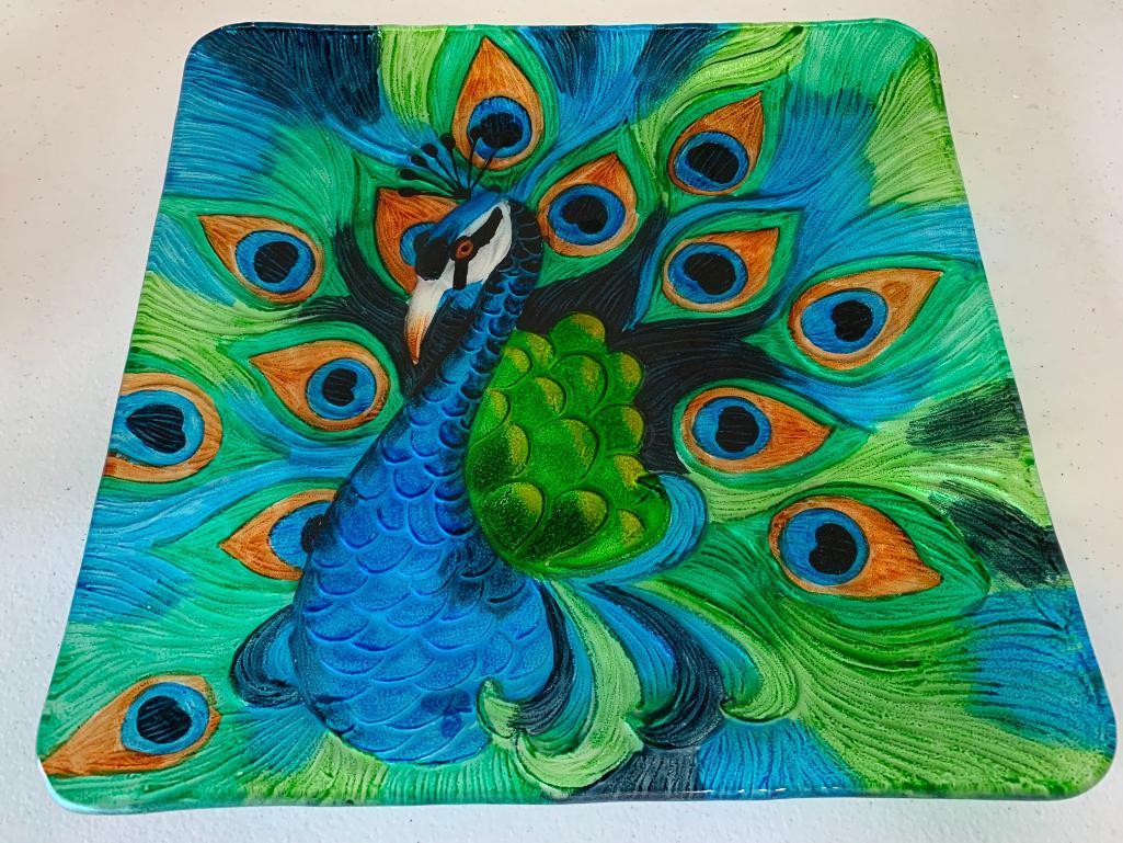 (9) Pc. Appetizer Plate Set W/Peacocks