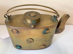 Brass Oriental Teapot W/Medallions & Infuser
