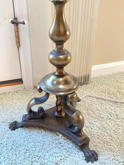 Quality Brass Floor Lamp W/Cloth Shade