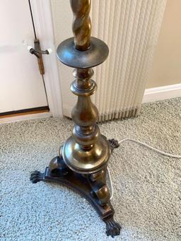 Quality Brass Floor Lamp W/Cloth Shade