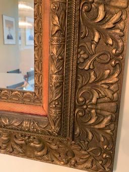 Antique Beveled Mirror In Ornate Gesso Frame