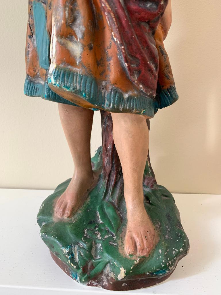 Vintage Hand Painted Statue Of Young Girl