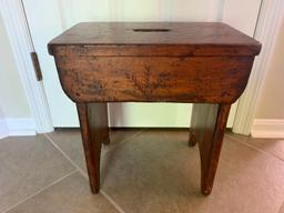 Antique Wooden Stool W/Hand Grip