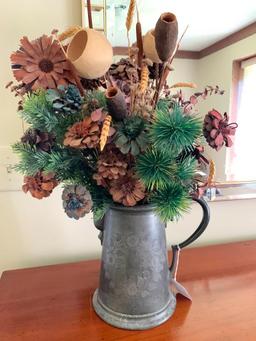 Quadruple Plate Coffee Pot W/Floral Decoration