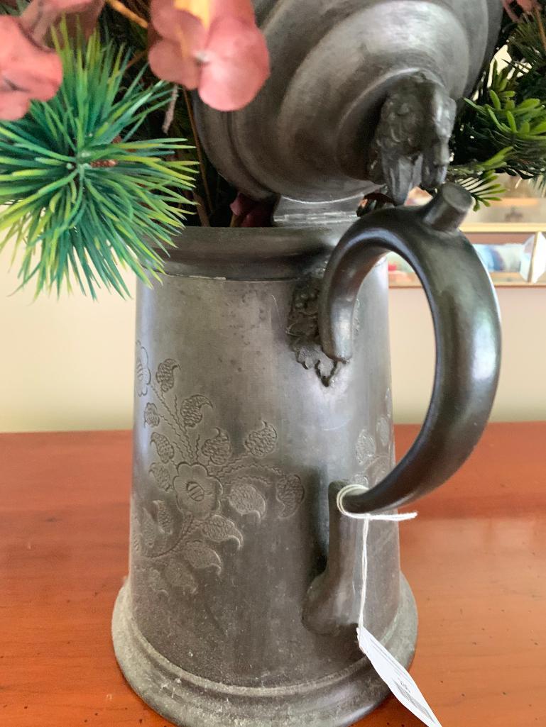 Quadruple Plate Coffee Pot W/Floral Decoration