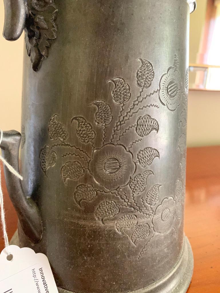 Quadruple Plate Coffee Pot W/Floral Decoration