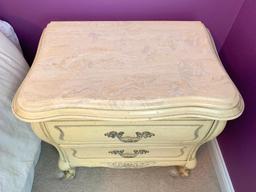 French Provincial Night Stand W/Marble Top By Hickory Manufacturing