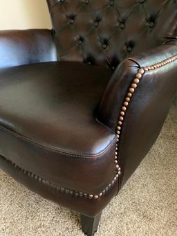 Vansen Top Grain Leather Wing Back/Tufted Back Chair