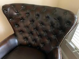 Vansen Top Grain Leather Wing Back/Tufted Back Chair