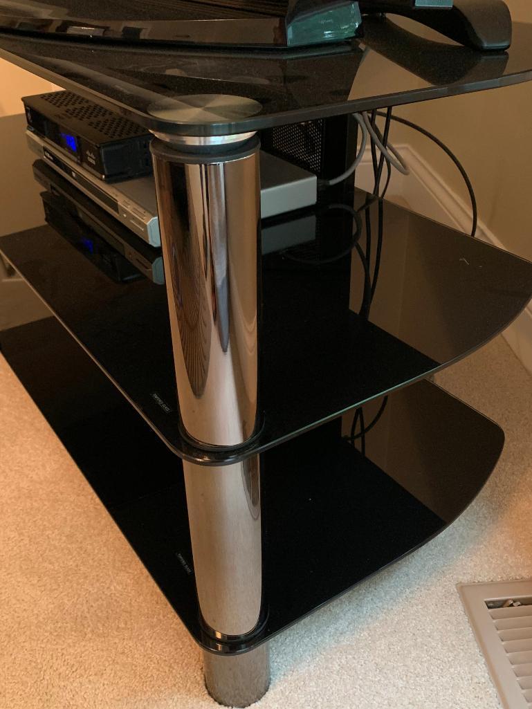 Chrome & Tempered Glass Entertainment Stand