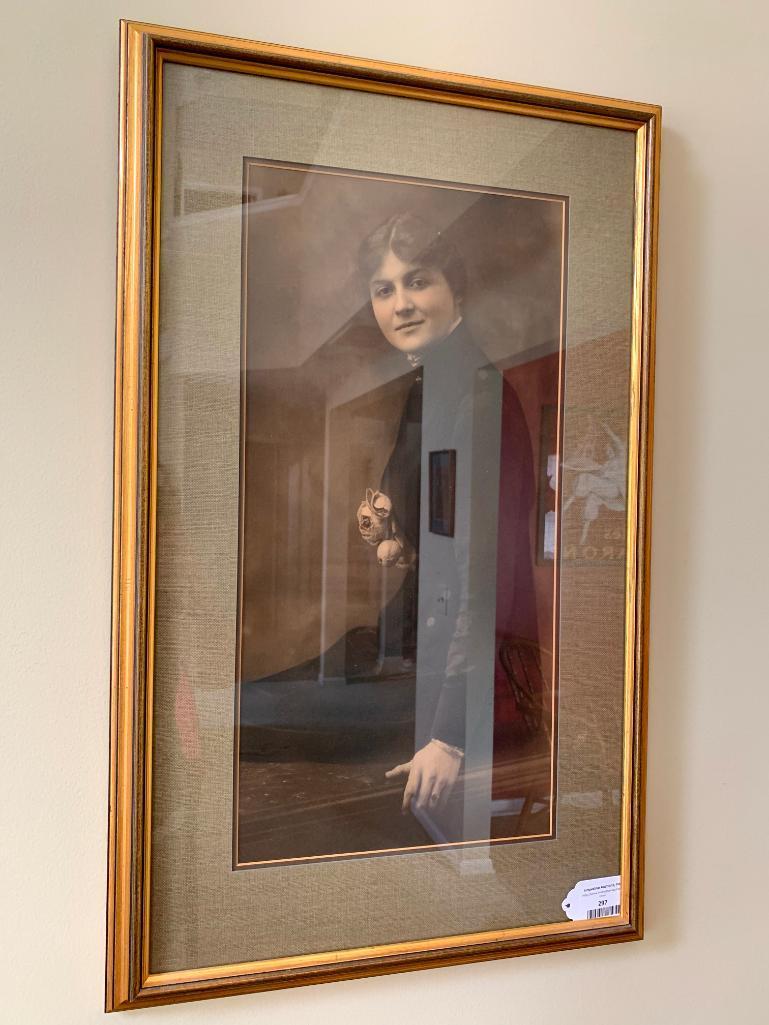 Framed Print Of Young Lady W/Flowers