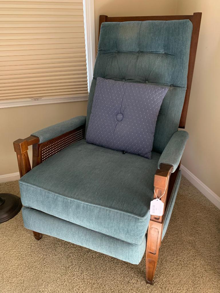 Mid-Century Bedroom Chair Recliner W/Caned Sides