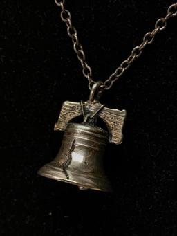 Sterling Silver Necklace & Liberty Bell 3-D Pendant