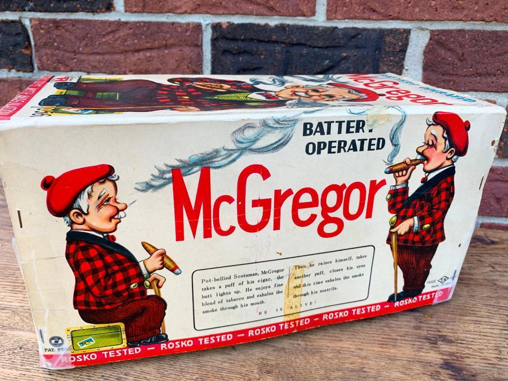 Vintage 1960's Tin Lithograph Battery Operated "McGregor" In Original Box