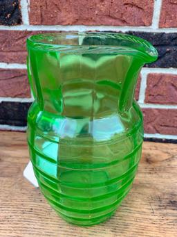 Vintage Green Depression Glass Pitcher