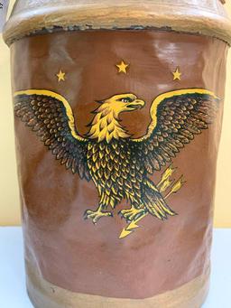Antique 5 Gallon Painted Milk Can W/Lid & Eagle