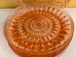 (9) Pcs. Vintage Pink Depression Glassware
