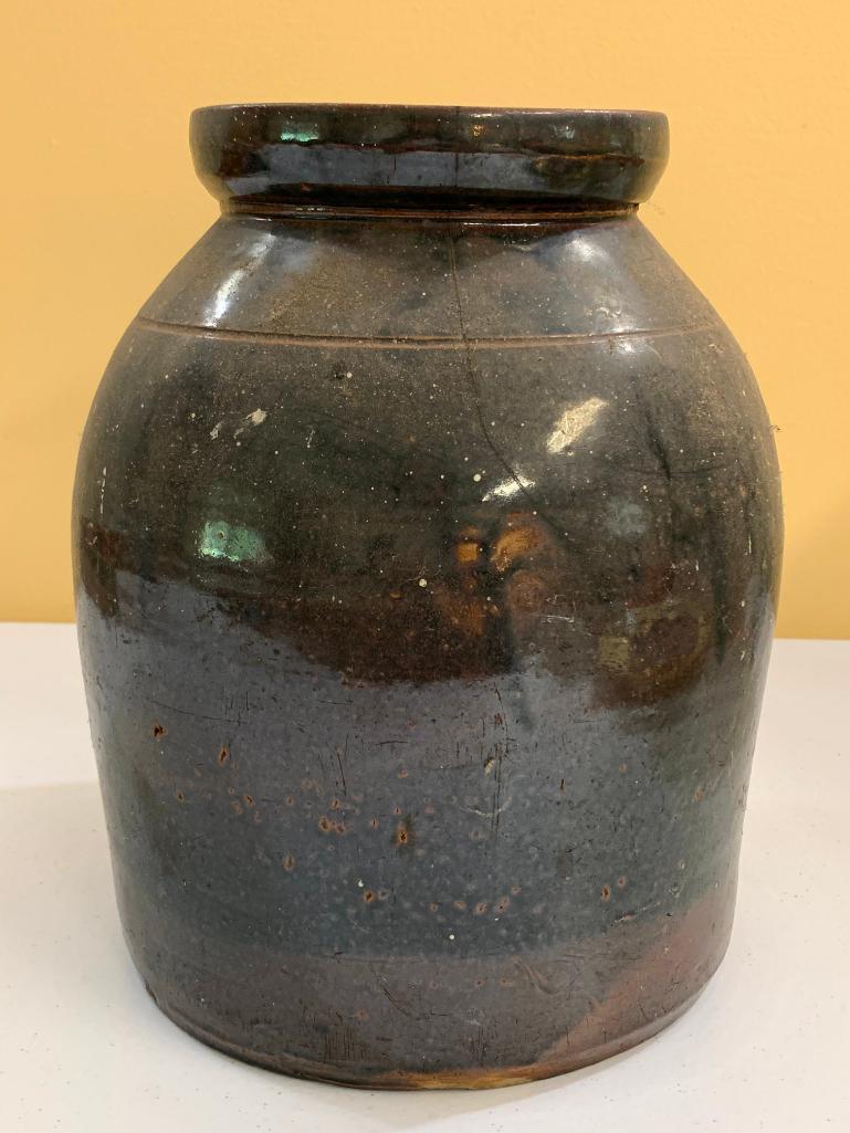 Antique Brown Stoneware Crock