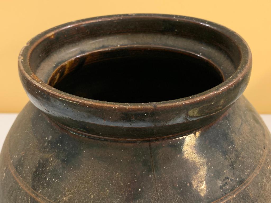 Antique Brown Stoneware Crock