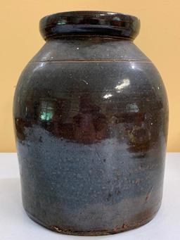 Antique Brown Stoneware Crock