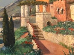 R. Krotter, Budapest Born Artist, Oil on Canvas of Italian Countryside Scene