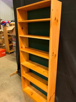 Pine Book Shelf Unit, Painted Green Backing