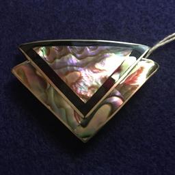 Sterling .925 Pin W/Abalone Inlay Signed "L. Paca"