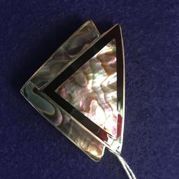 Sterling .925 Pin W/Abalone Inlay Signed "L. Paca"