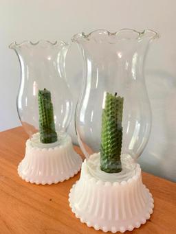 Milk Glass and Clear Glass Candle Lamps