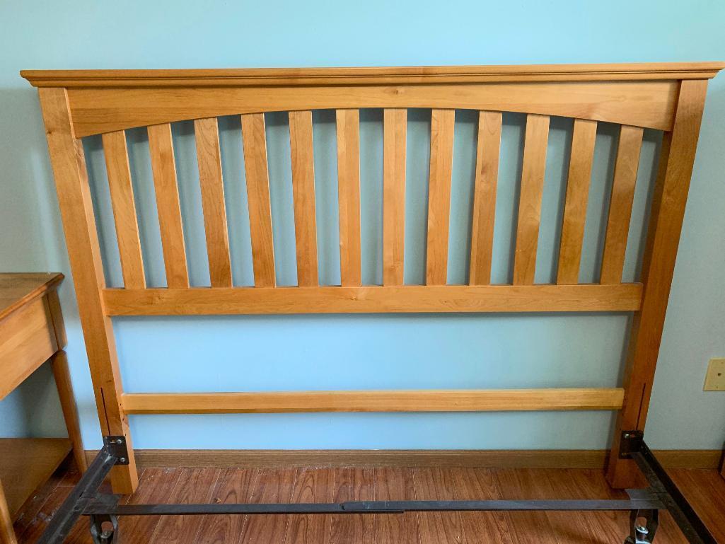 Queen Size, Maple Finish Headboard with Hollywood Bed Frame