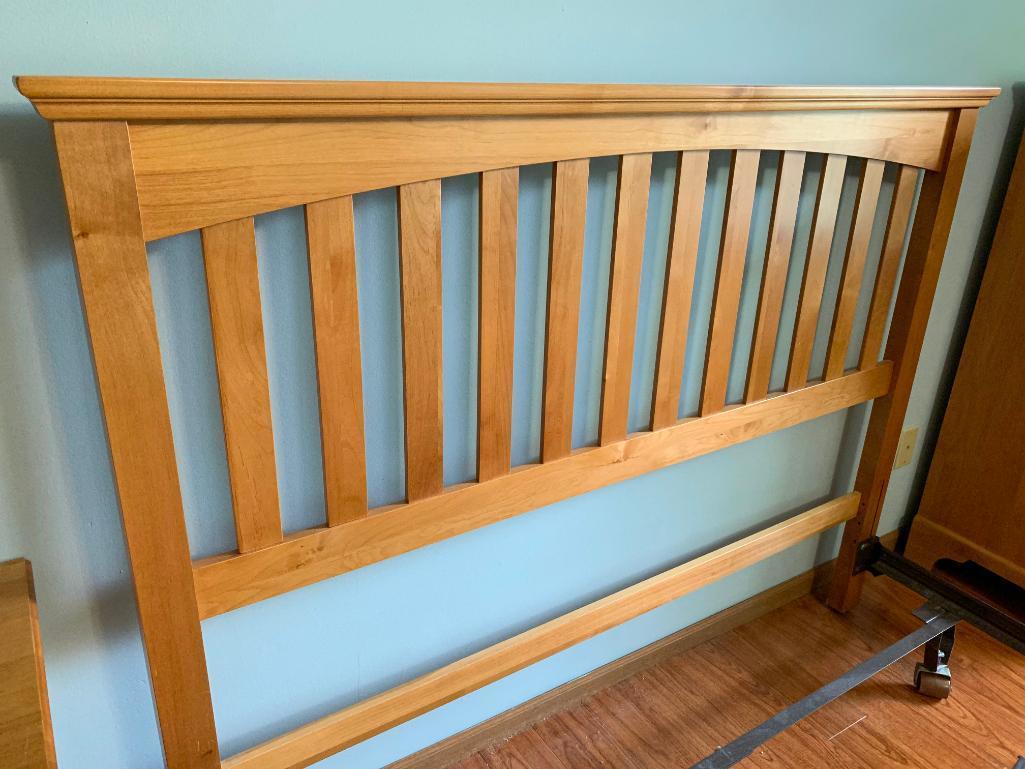 Queen Size, Maple Finish Headboard with Hollywood Bed Frame
