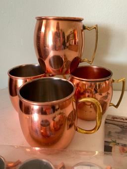 Moscow Mule Copper Mugs and Set of Shot Glasses