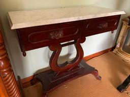 Marble Top, Lire Table with Rose Handle