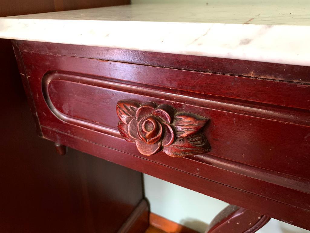 Marble Top, Lire Table with Rose Handle